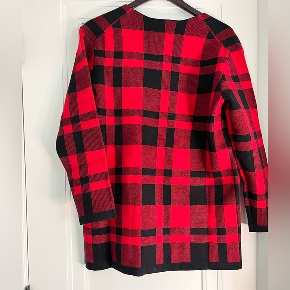 NWT UNTUCKit Chloe Red Black Buffalo Plaid Blazer Knit Sweater Jacket Size S/M - Picture 5 of 9
